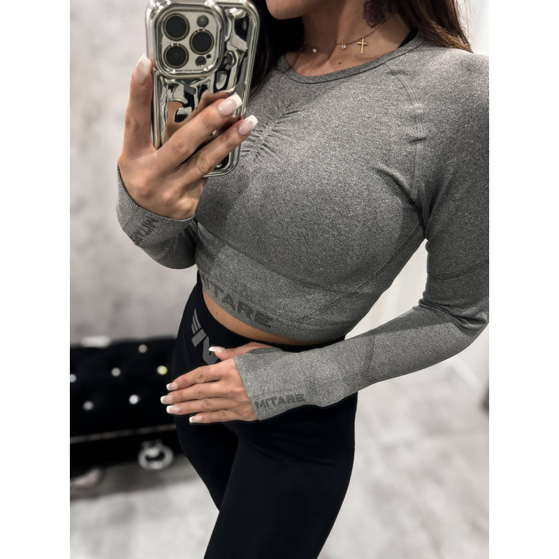 Top corto senza cuciture PUSH UP MAX K084 grigio chiaro MITARE