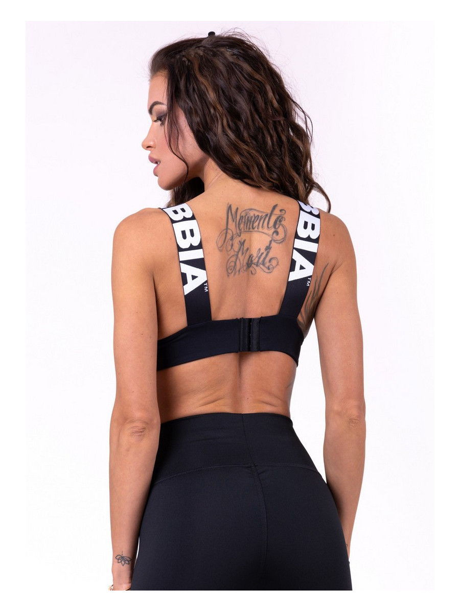 Reggiseno sportivo con i lacci N694 NERO NEBBIA
