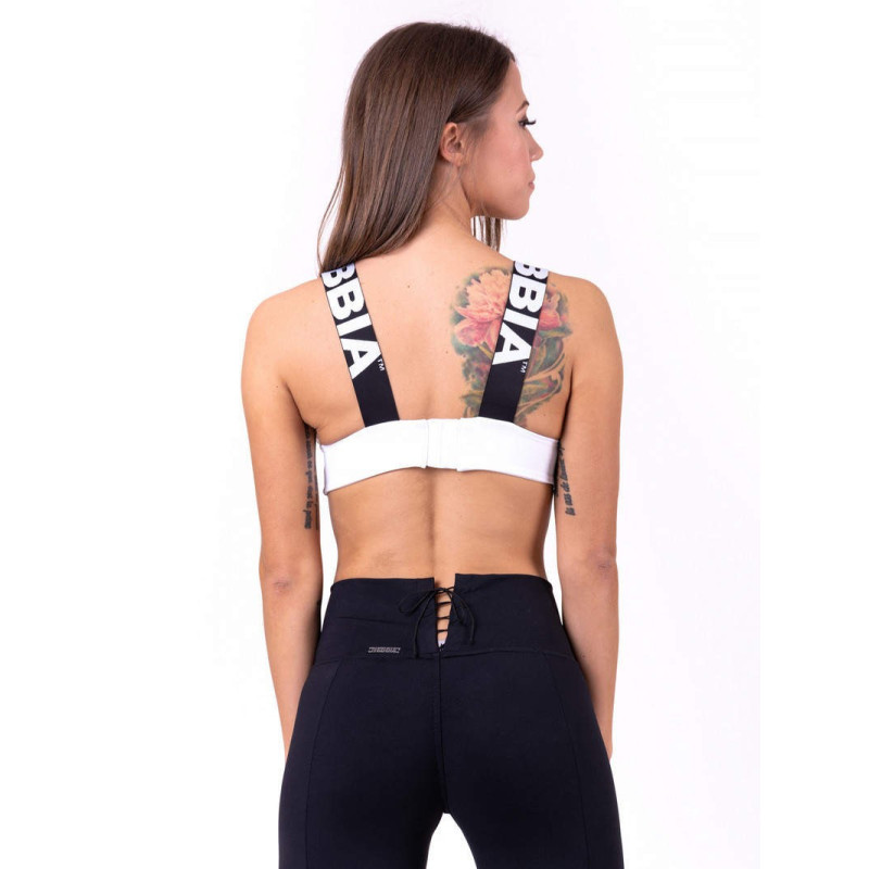Reggiseno sportivo con i lacci N694 BIANCO NEBBIA