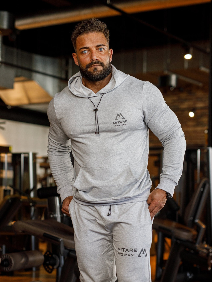 Felpa con cappuccio K088 grigio chiaro MITARE PRO MAN