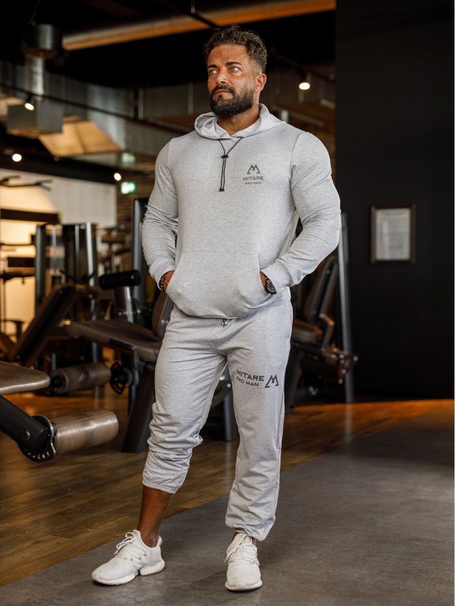 Felpa con cappuccio K088 grigio chiaro MITARE PRO MAN