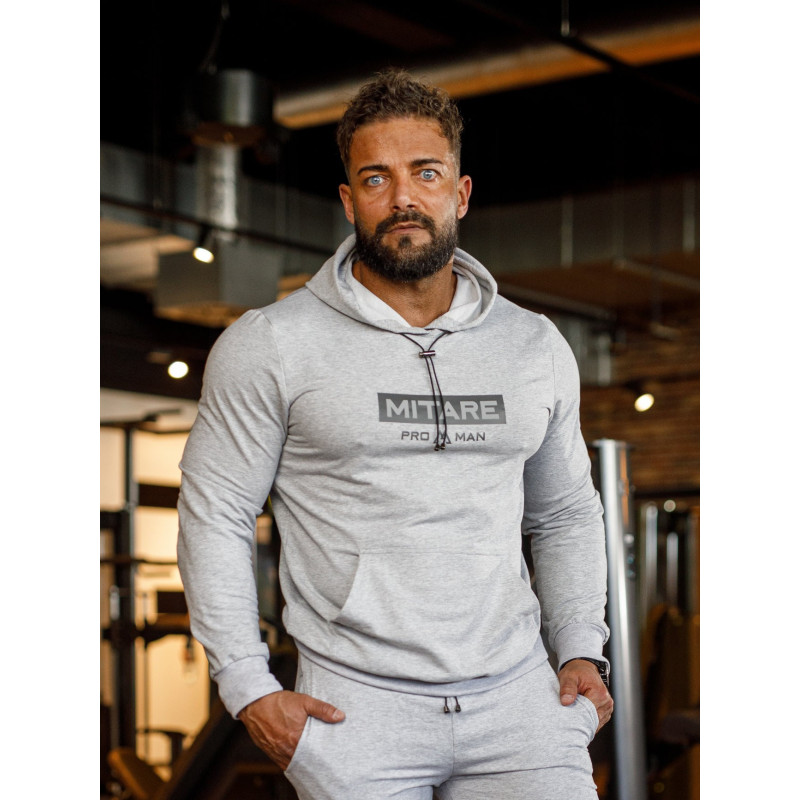 Felpa con cappuccio K103 grigio chiaro MITARE PRO MAN
