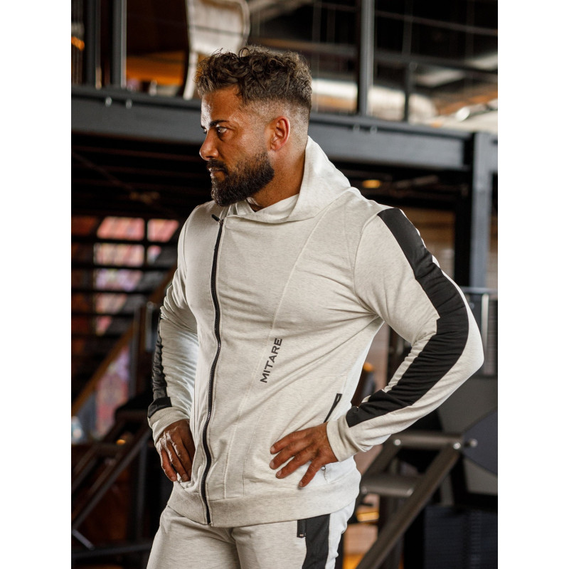 Felpa con cappuccio K097 grigio chiaro MITARE PRO MAN