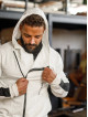 Felpa con cappuccio K097 grigio chiaro MITARE PRO MAN