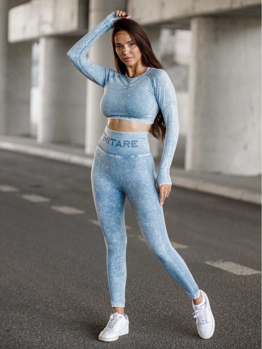 Top corto senza cuciture PUSH UP MAX MARBLE K110 blue jeans MITARE